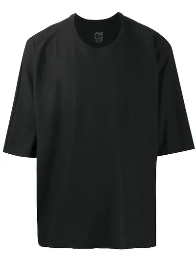 Issey Miyake Oversized Cropped Sleeve T-shirt In Black