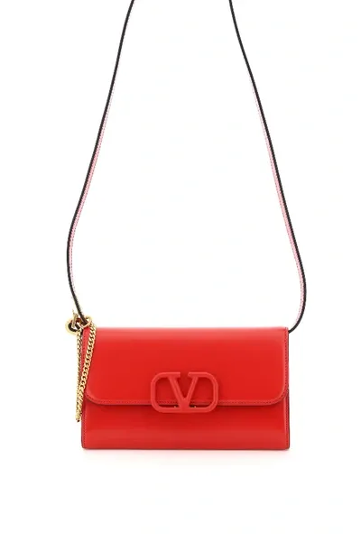 Valentino Garavani Vsling Shoulder Clutch In Red