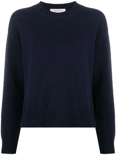 Valentino Fine-knit Long-sleeve Jumper In Blue