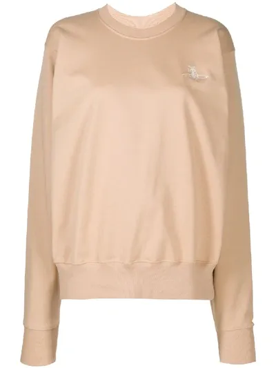 Vivienne Westwood Anglomania Embroidered Logo Round Neck Sweatshirt In Neutrals