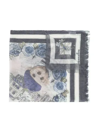 Monnalisa Kids' Mixed-print Frayed Scarf In Blue