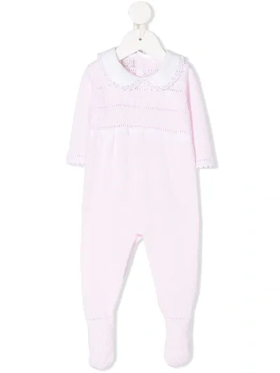 Paz Rodriguez Babies' Crochet Knitted Detailed Romper In Pink