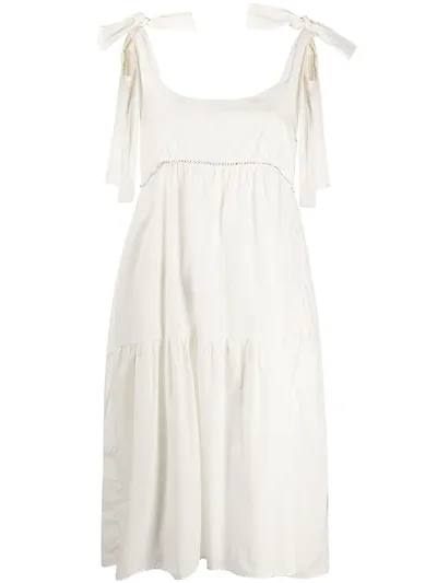 P.a.r.o.s.h Sleeveless Flared Midi Dress In White