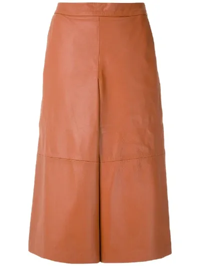 Alcaçuz Leather Paco Midi Skirt In Brown