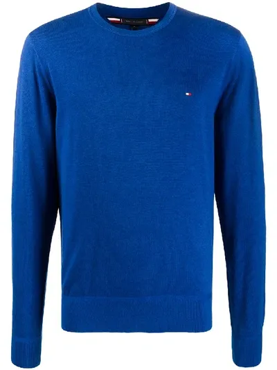 Tommy Hilfiger Embroidered Logo Pullover In Blue