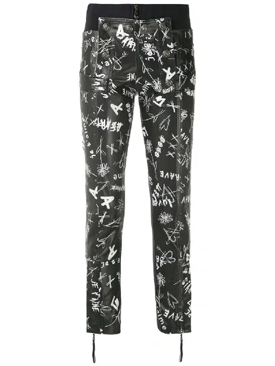 Andrea Bogosian Printed Skinny Trousers In Black