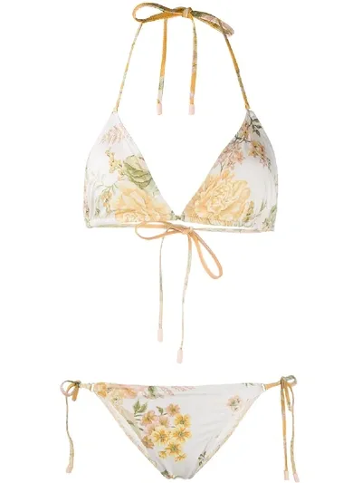 Zimmermann Floral-print Bikini In Neutrals