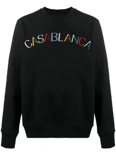 Casablanca Multicolour Embroidered Logo Sweatshirt In Black