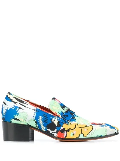 Missoni Abstract Print Block Heel Mules In Green