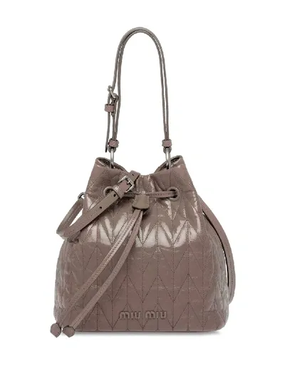 Miu Miu Quilted Bucket Bag In Grey