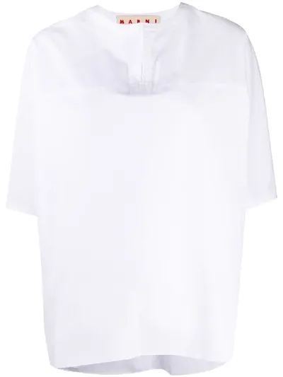 Marni Pleated Oversized Top In White