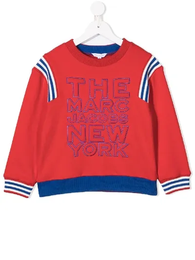 Little Marc Jacobs Kids' Embossed Logo Cotton Sweatshirt In Red