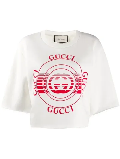 Gucci Double G Fringed Hem T-shirt In White