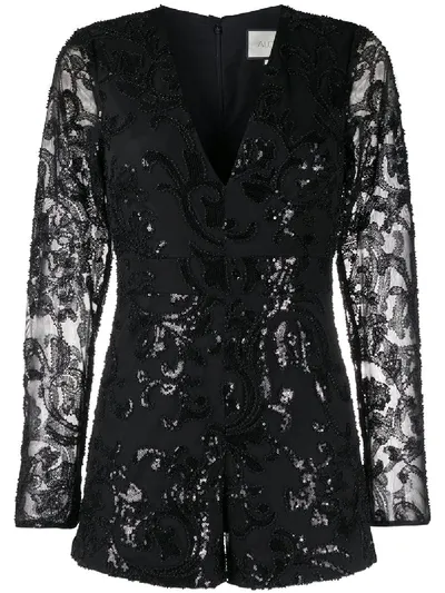 Alexis Riso Sequin-embellished Playsuit In Black