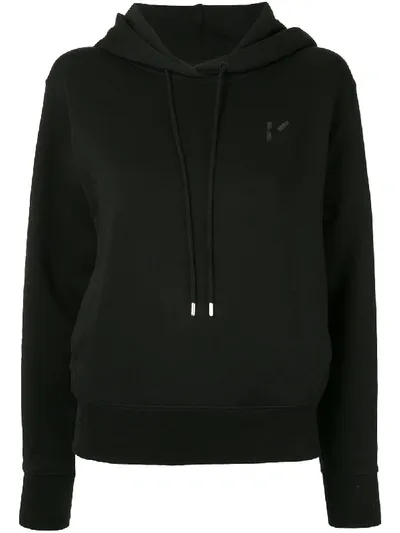 Kenzo K Logo Embroidered Drawstring Hoodie In Black