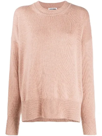 Jil Sander Crew Neck Knitted Jumper In Neutrals