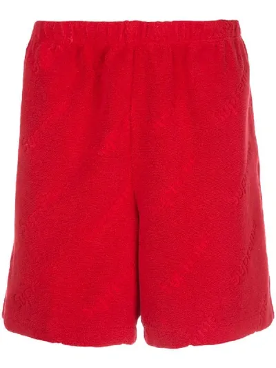 Supreme Terry Jacquard Logo Short In Red