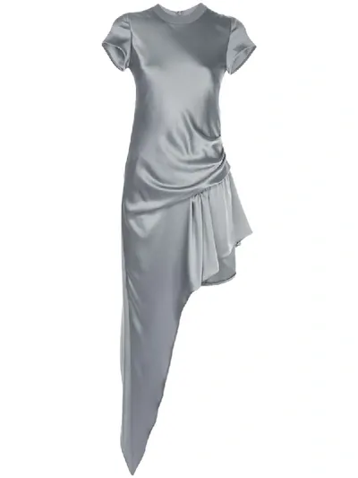 Alexander Wang Asymmetric Draped Dress In Silver