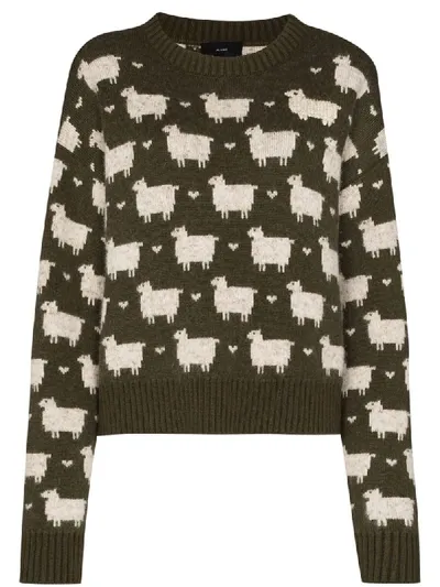 Alanui Brushed Sheep Intarsia Sweater In Green