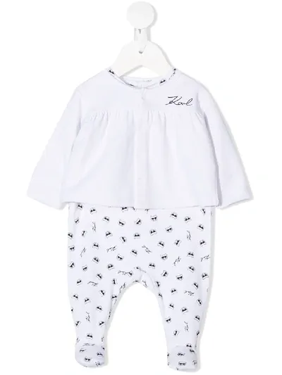 Karl Lagerfeld Babies' All-over Print Romper In White