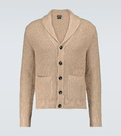 Tom Ford Shawl Collar Cashmere Mohair Cardigan In Neutrals