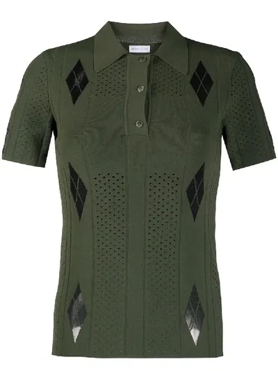 Maison Ullens Perforated Knitted Polo Shirt In Green