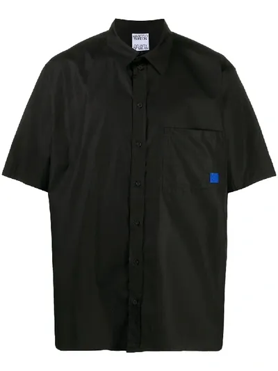 Marcelo Burlon County Of Milan Logo Print Poplin Shirt In Black