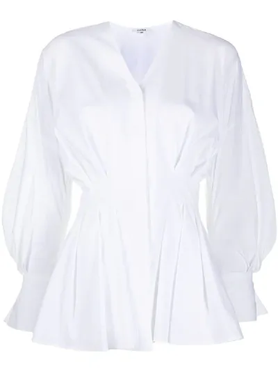 Enföld Pleated V-neck Shirt In White