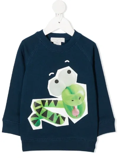 Stella Mccartney Babies' Balloon Snake Crew-neck Sweatshirt In Blue