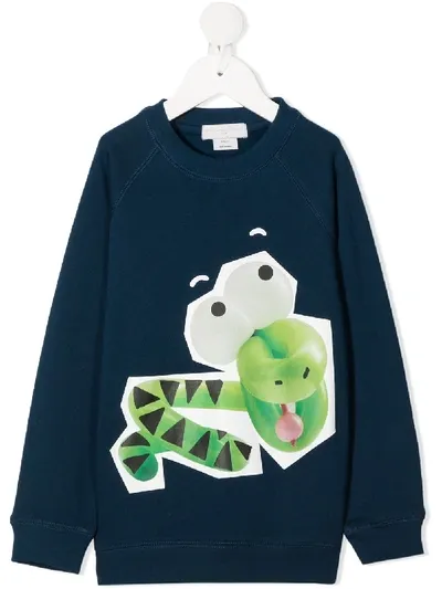 Stella Mccartney Kids' Balloon Snake Crew-neck Sweatshirt In Blue