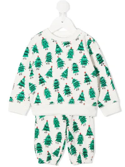 Stella Mccartney Babies' Xmas Trees Crew-neck Tracksuit In White