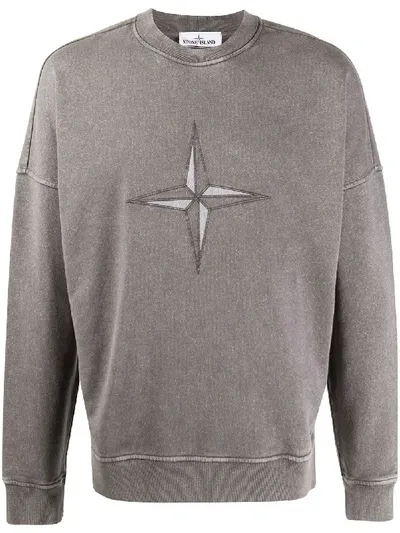 Stone Island Fleck Treatment Logo Sweatshirt In Grey