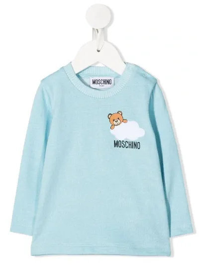 Moschino Babies' Teddy Bear Print Jumper In Blue