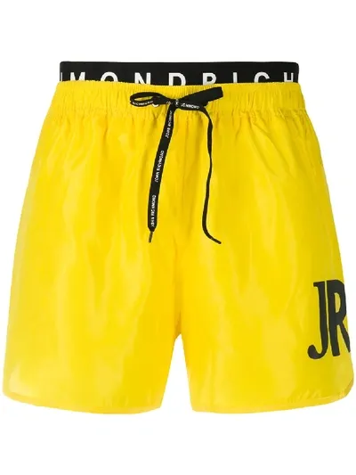 John Richmond Logo Band Swim Shorts In Yellow