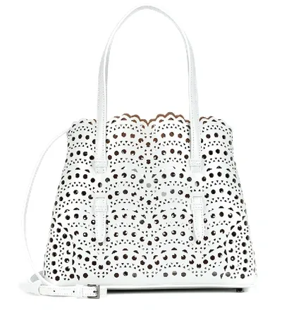 Alaïa Women's Mina 25 Perforated Leather Tote Bag In Blanc Optique