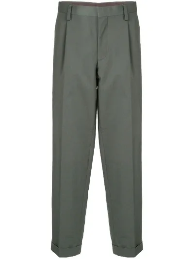 Kolor Pleated Detail Cropped Trousers In Green