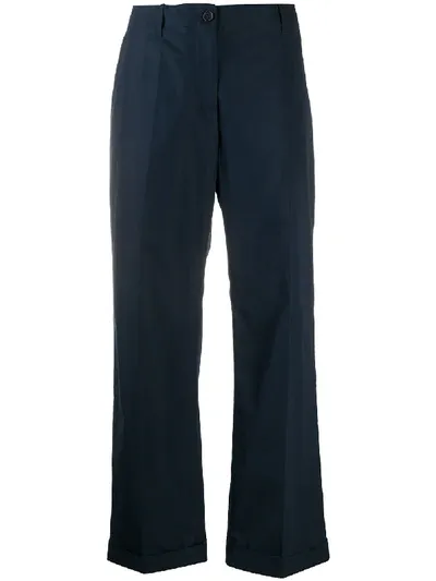 Aspesi High Rise Straight Leg Chinos In Blue