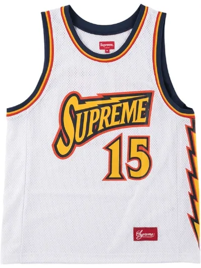 Supreme Logo Print Jersey In White