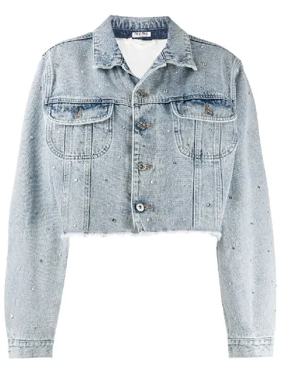 Miu Miu Embellished Denim Jacket In Blau