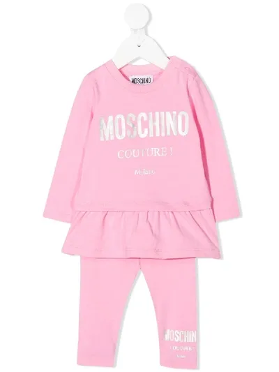 Moschino Babies' Logo-print Tracksuit Set In Pink