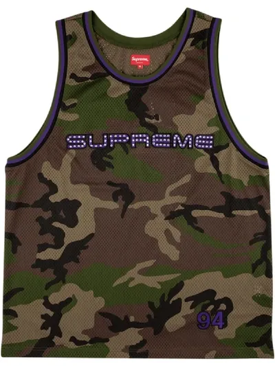 Supreme Rhinestone Basketball Jersey In Brown