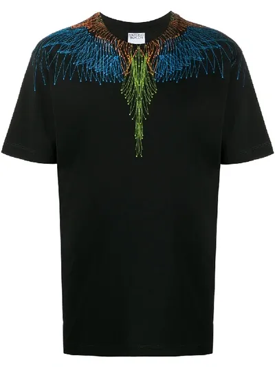 Marcelo Burlon County Of Milan Kids' Wings Print Cotton Jersey T-shirt In Black