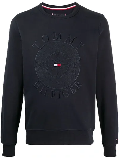 Tommy Hilfiger Logo Embroidered Sweatshirt In Blue