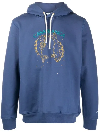 Casablanca Embroidered Pisces Hoodie In Blue