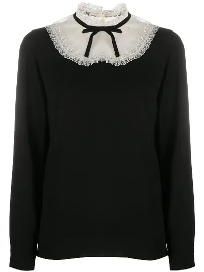 Miu Miu Panel Detail Blouse In Schwarz