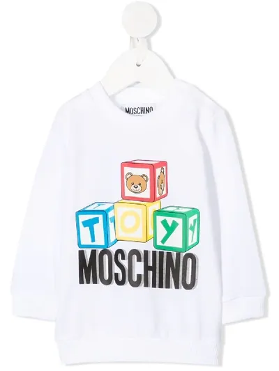 Moschino Babies' Building Blocks Print Sweater In White