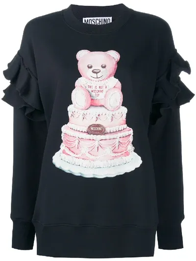 Moschino Teddy Bear-print Sweatshirt In Black