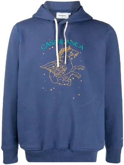 Casablanca Pegasus Embroidered Hoodie In Blue