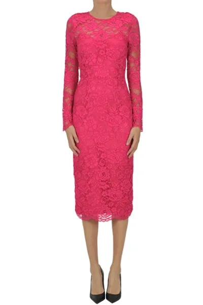 Elisabetta Franchi Lace Sheath Dress In Pink