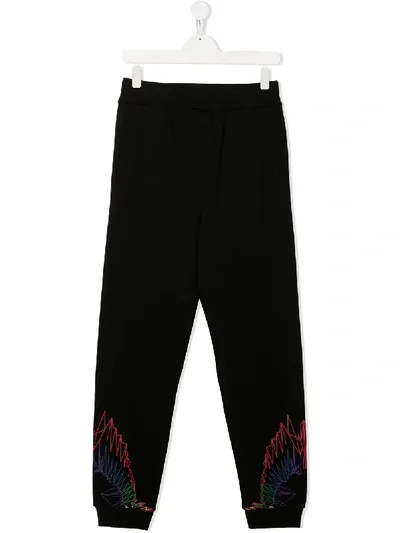 Marcelo Burlon County Of Milan Kids' Wings Print Cotton Blend Sweatpants In Black